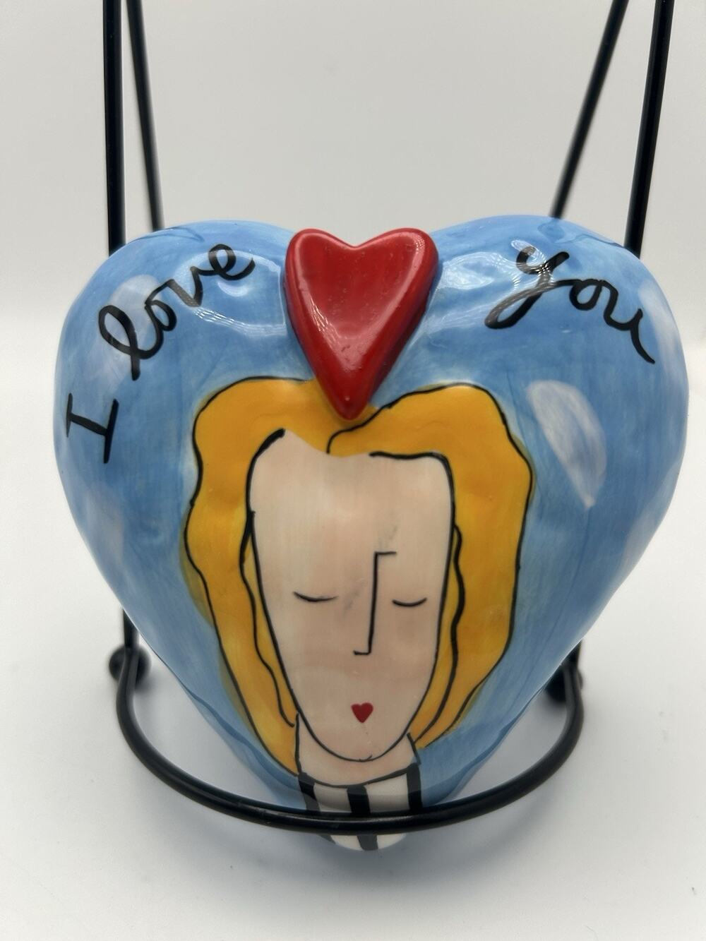 Sandra Magsamen for Silvestri ceramic puffy heart rattle i love you
